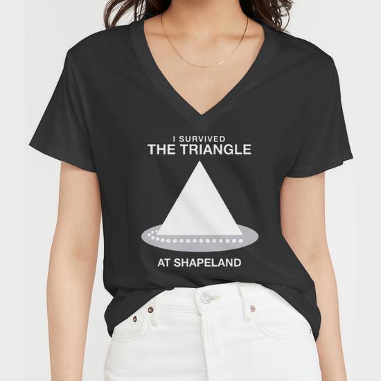 I Survived the Triangle at Shapeland Women's V-Neck T-Shirt, Funny gift for women