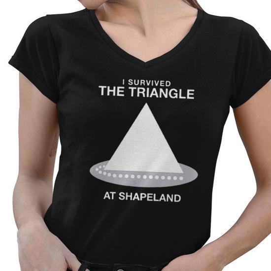 I Survived the Triangle at Shapeland Women's V-Neck T-Shirt