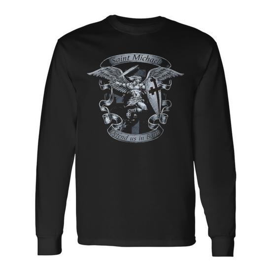 Saint Michael Long Sleeve T-Shirt - Thegiftio