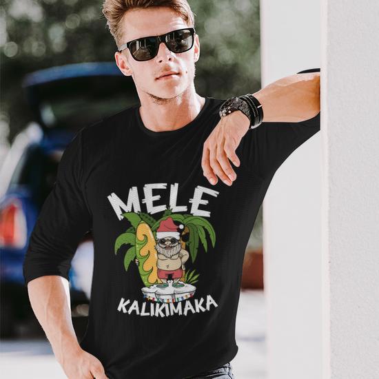 Mele Kalikimaka Palm Tree Hawaiian Christmas In July Long Sleeve T