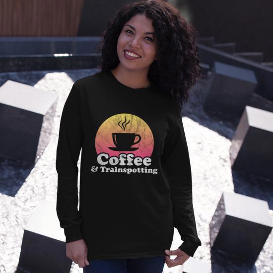 Coffee And Trainspotting Long Sleeve T-Shirt - Thegiftio