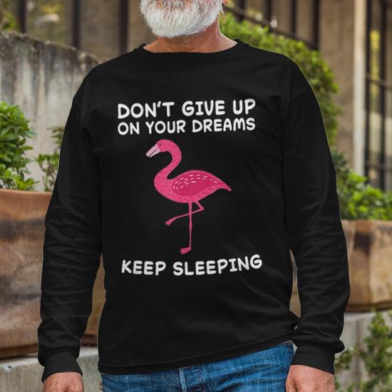 Flamingo Nap Sleeping Pajama Nightgown Long Sleeve T Shirt Thegiftio UK