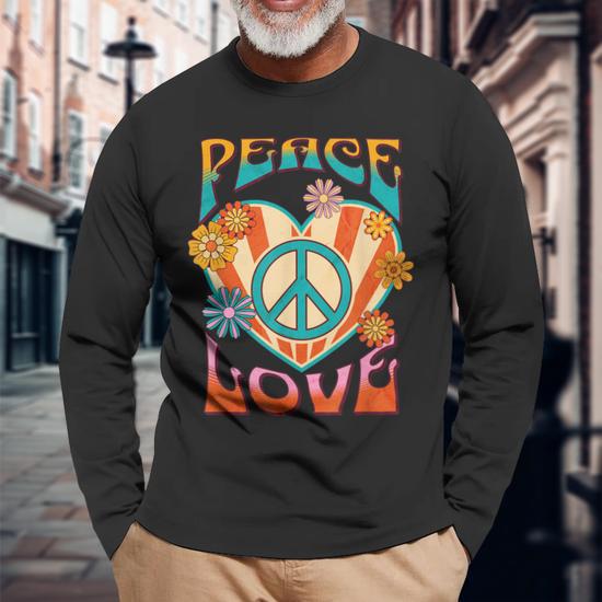 Retro Peace Love Peace Sign 60S 70S Hippie Style Men Women Long