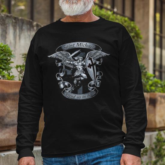 Saint Michael Long Sleeve T-Shirt - Thegiftio