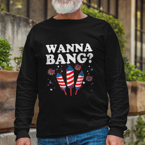T-shirt Longues Manches Patriotique 4th Of July Fireworks Director - Coton Mixte, Unisexe Adulte - Neuf Sans étiquettes, Style Décontracté