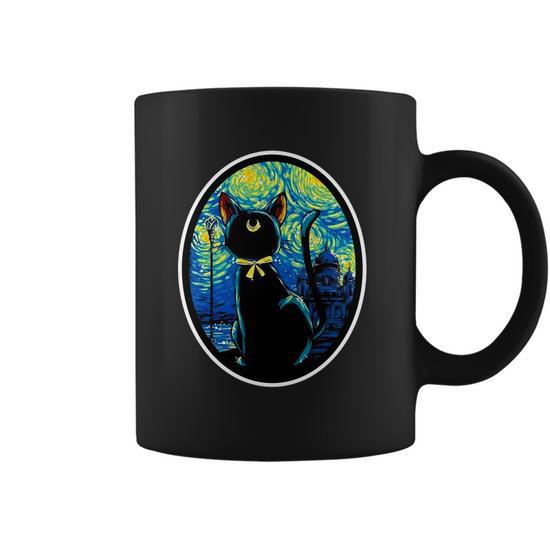 Sailor Moon Cat Starry Night Van Gogh Coffee Mug - Monsterry