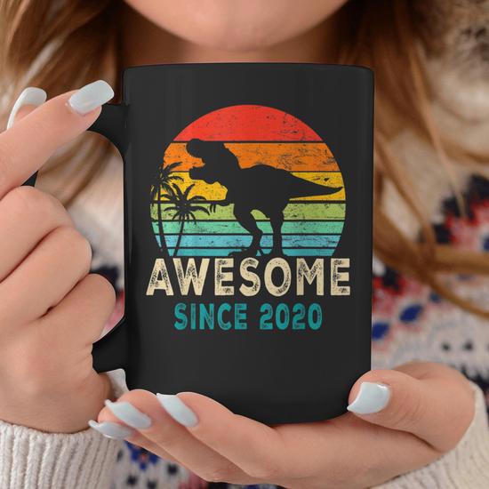 2Nd Birthday Dinosaur 2 Year Old Boy Awesome Since 2020 Gift V2 Coffee Mug Thegiftio UK