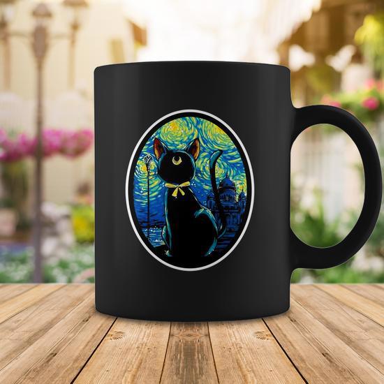 Sailor Moon Cat Starry Night Van Gogh Coffee Mug - Monsterry