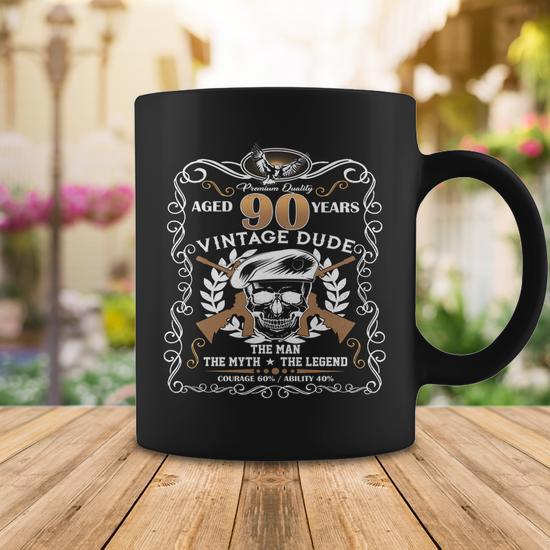 Vintage Dude Aged 90 Years Man Myth Legend 90Th Birthday Coffee Mug -  Monsterry