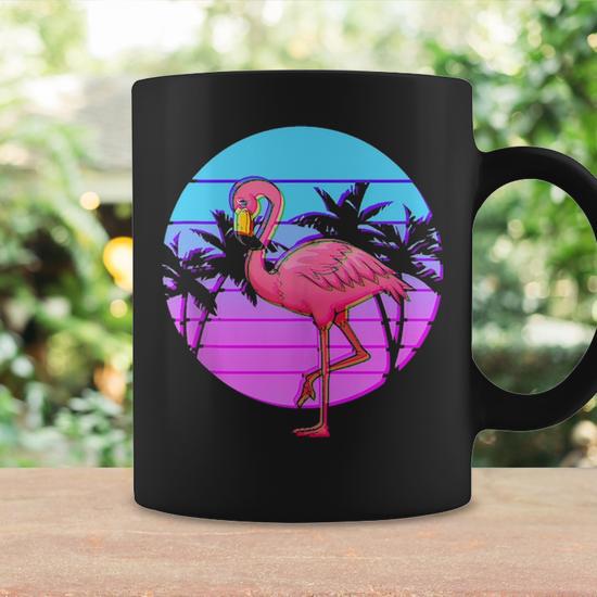 80S Retro Flamingo Vaporwave Art Coffee Mug - Thegiftio