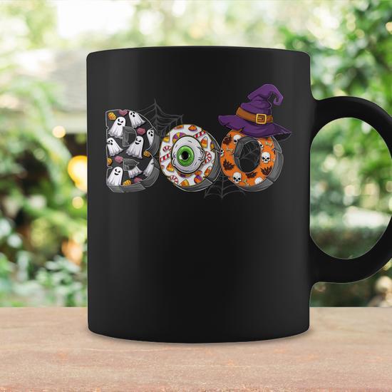 Shops Halloween ceramic ghost mug holding bat