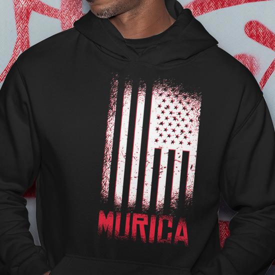 Murica American Flag Patriotic Hoodie Thegiftio UK