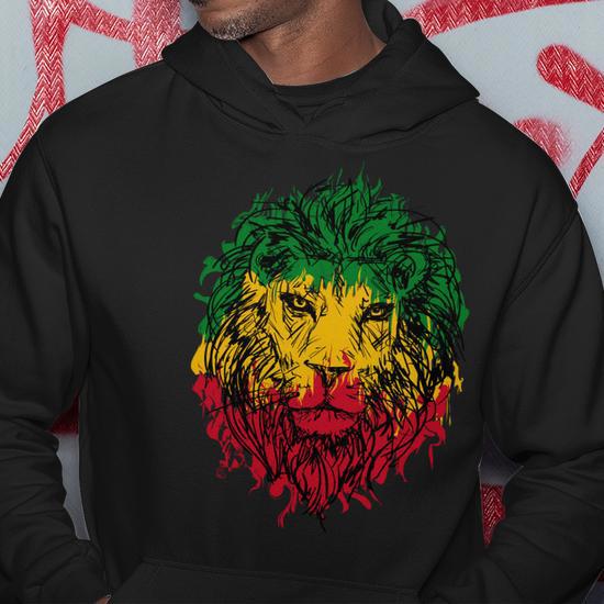 Rasta Theme With Lion Head Tshirt Hoodie Monsterry