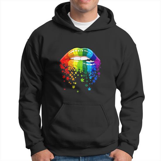 Sexy Lips Lgbt Rainbow Love Men Hoodie Thegiftio UK