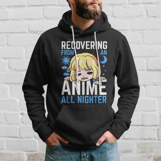 Anime All Nighter Japanese Manga Sun Series Moon Cloud Star Hoodie Thegiftio UK