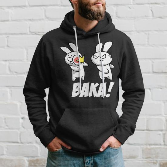 Unisex Funny Anime Baka Rabbit Slap Hoodie - Baka Japanese deals Pullover PLEASE MESS