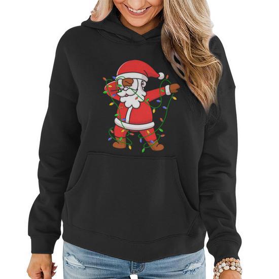 Men's Funny Christmas Sweatshirt - Dabbing Santa Design, Cotton Black Sweatshirt