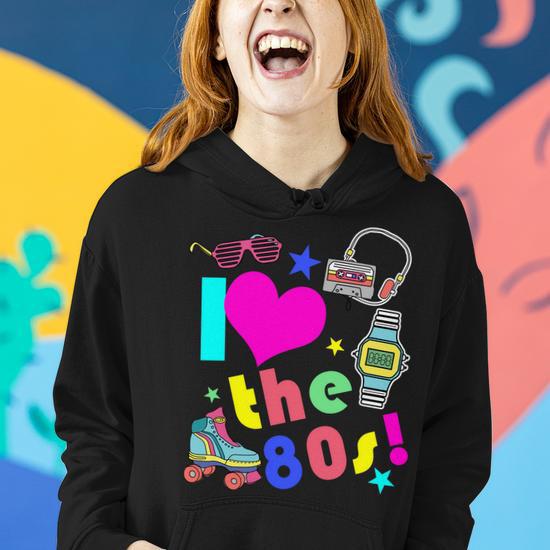 I Love The 80S Retro Party Mashup Women Hoodie Thegiftio UK