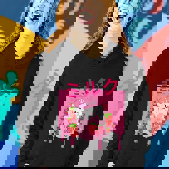 Kawaii strawberry milk hoodie hotsell