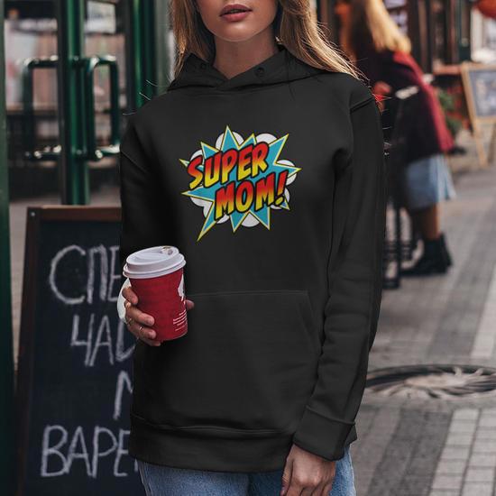 Super Mom Comic Book Superhero Mothers Day Women Hoodie Graphic Print Hooded Sweatshirt Thegiftio UK