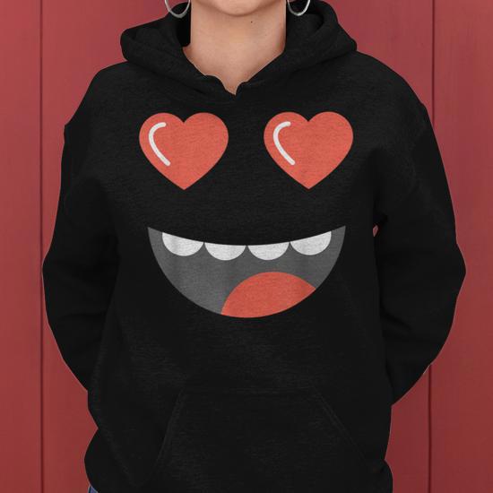 Hoodie with heart and eyes sale