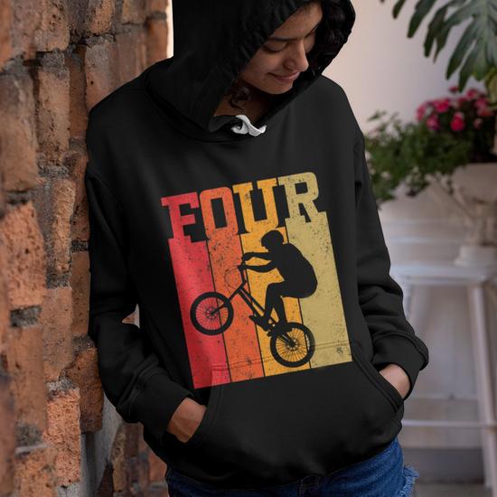 Kids 4Th Birthday Boys 4 Year Old Four Bmx Bike Racing Bicycle Youth Hoodie Thegiftio UK