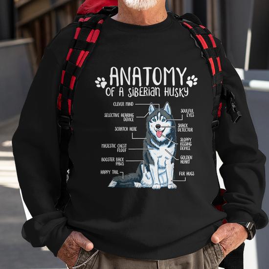 Funny Anatomy Siberian Husky Dog Lover Sweatshirt Thegiftio