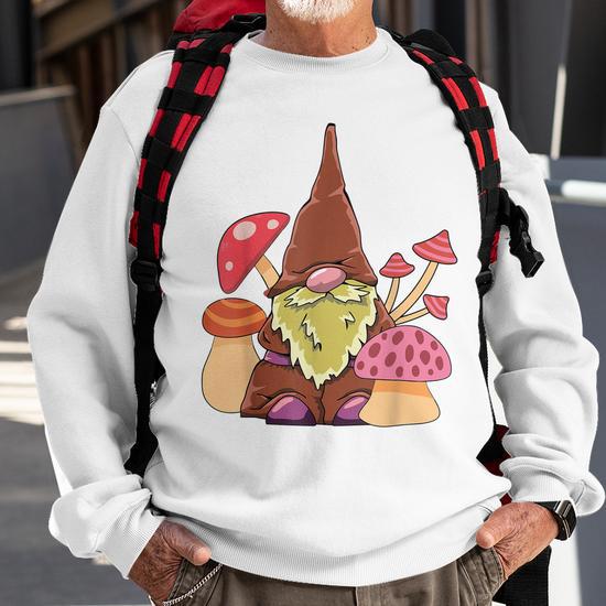 Unisex Round Neck Autumn Sweatshirt, Pumpkin Autumn-Winter store Sweatshirt and Gnome.