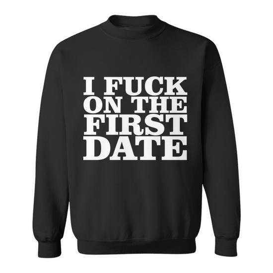 MoonWorks Maglietta Uomo 'I Fuck On The First Date' – Cotone Morbido E Vestibilità Slim, Fino Alla 5XL