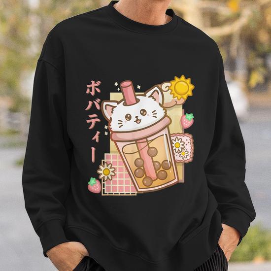 Cat Boba Tea Bubble Tea Anime Kawaii Neko Shirt Cat Boba Tea Sweatshirt Thegiftio UK