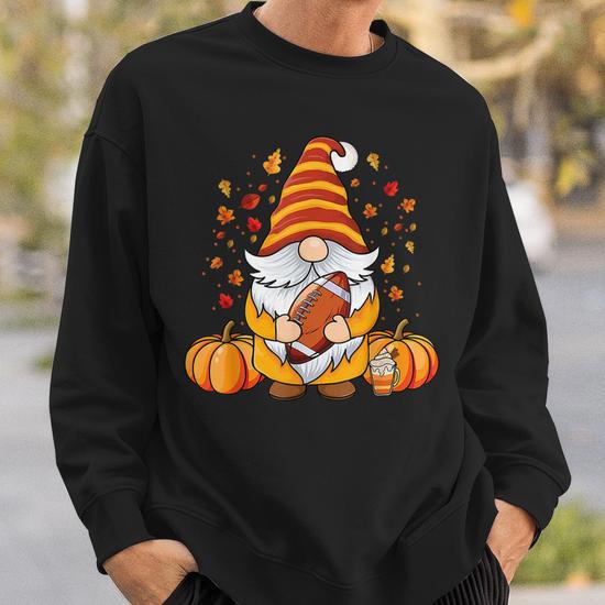 Unisex Round Neck Autumn Sweatshirt, Pumpkin Autumn-Winter store Sweatshirt and Gnome.