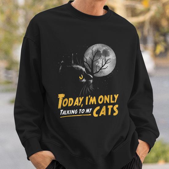 Today Im Only Talking To My Cats Moon Lucky Black Cat Sweatshirt Thegiftio UK