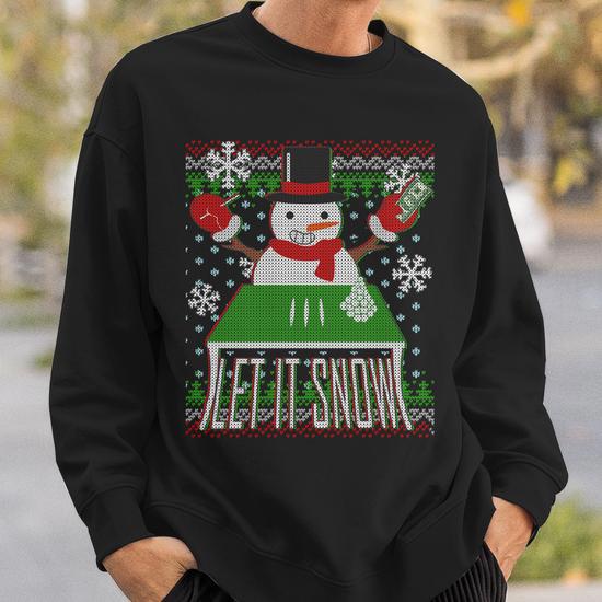 Ugly Christmas Sweater Let It Snow Frosty Snowman On Drugs Sweatshirt Monsterry