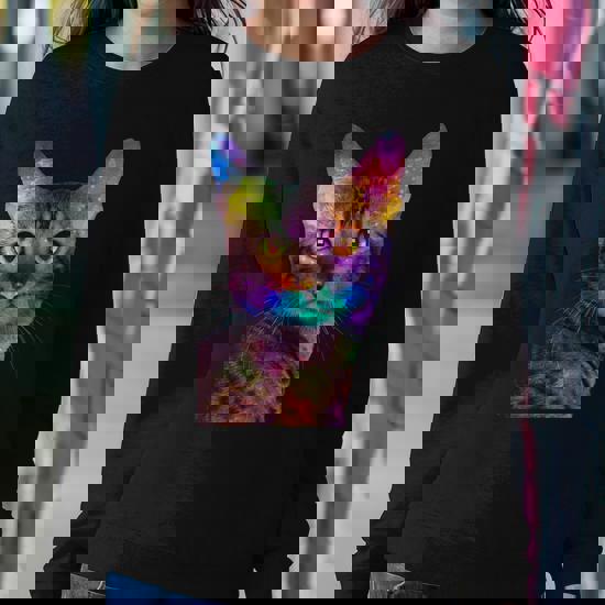 Trippy Colorful Cat Sweatshirt Thegiftio UK
