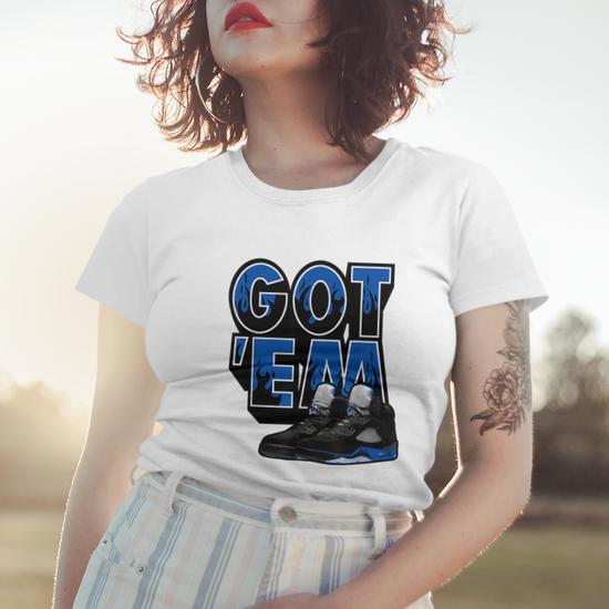 Racer Blue 5S Tee Shoes Got Em Streetwear Drip 5 Racer Blue Tshirt Women T shirt Monsterry