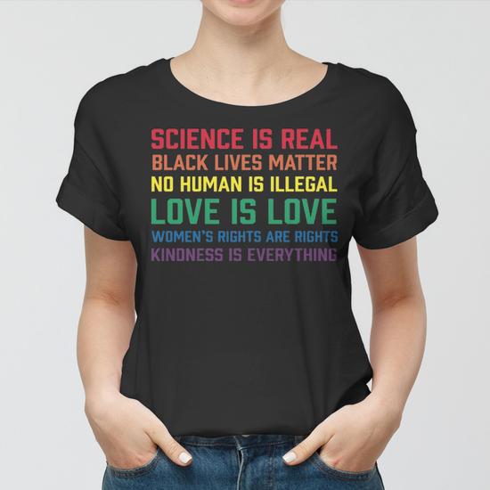 Science Is Real Black Live Matter Graphic Design Printed Casual Daily Basic Women T shirt Thegiftio UK