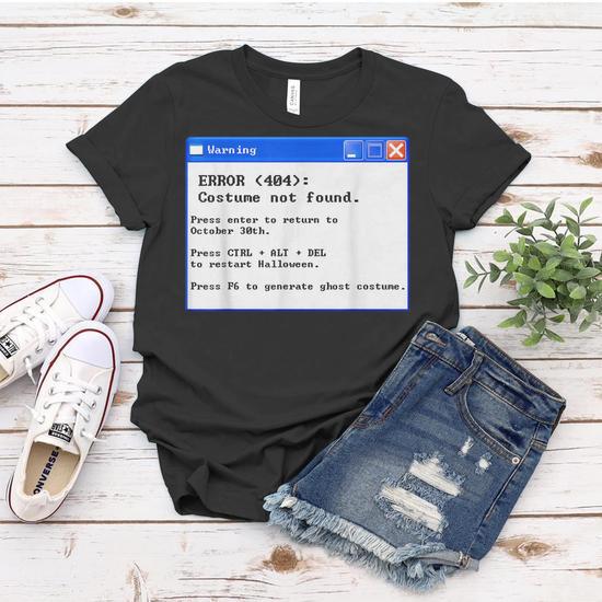 Maglietta Halloween Divertente: 'Errore 404 Costume Non Trovato' Uomo/Donna