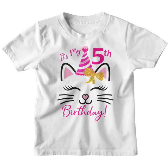 Its My 5Th Birthday Girl Funny Cat Birthday 5 Year Old Youth T shirt Thegiftio UK