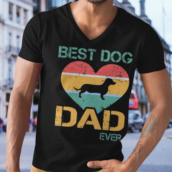 Best Dog Dad Ever Dachshund Fathers Day Gifts Men V Neck Tshirt Thegiftio UK