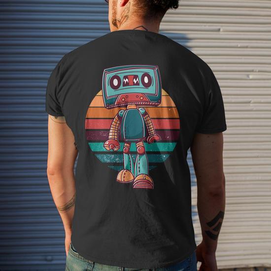 Vintage Tape Cartoon Men s T shirt Back Print Thegiftio UK