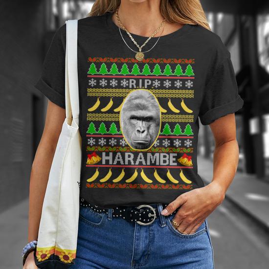 RIP Harambe Rip Gorilla Ugly Christmas Sweater T Shirt Thegiftio UK