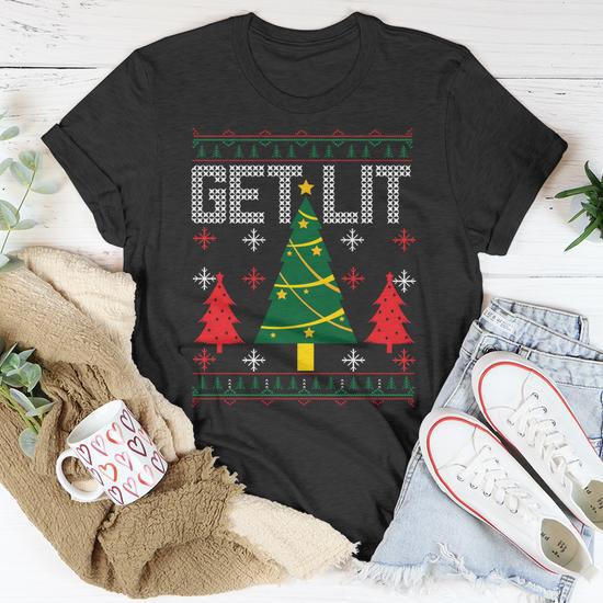 Christmas Get Lit Ugly Christmas Sweater T Shirt Thegiftio