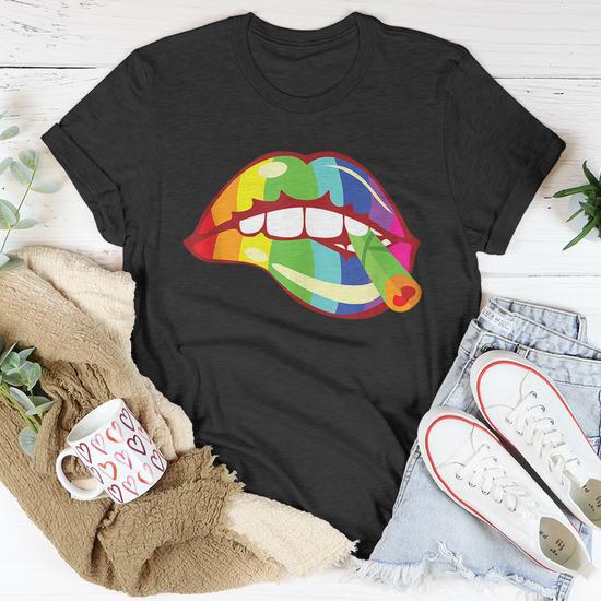 Lgbt Sexy Lips 420 Weed Cannabis Marijuana Stoner T-Shirt - Thegiftio