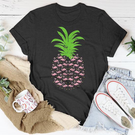 Pink Flamingo Pineapple 2 T shirt Thegiftio UK