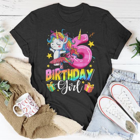 Unicorn 6Th Birthday Girl 6 Years Old Party T shirt Thegiftio UK