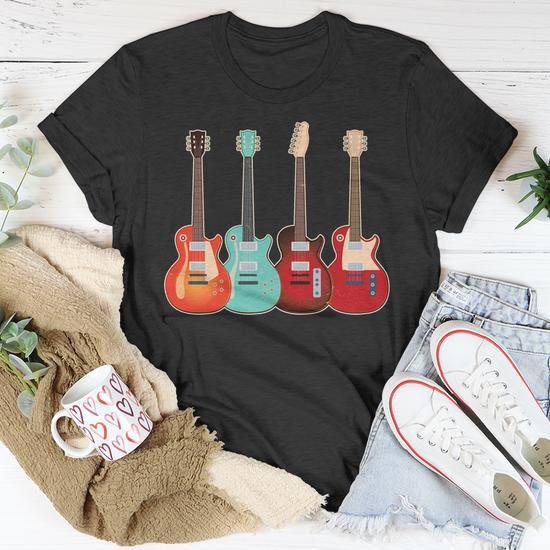 Vintage Multi Guitars Music Graphic Design Printed Casual Daily Basic Unisex T-Shirt, Music Gifts