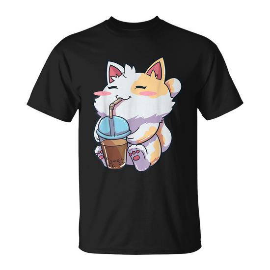 Generic Cat Boba Tea Bubble Tea Anime Kawaii Neko Panseual T-Shirt à prix pas cher | Maroc