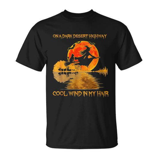 On A Dark Desert Highway Cool Wind In My Hair Cat T Shirt Thegiftio UK