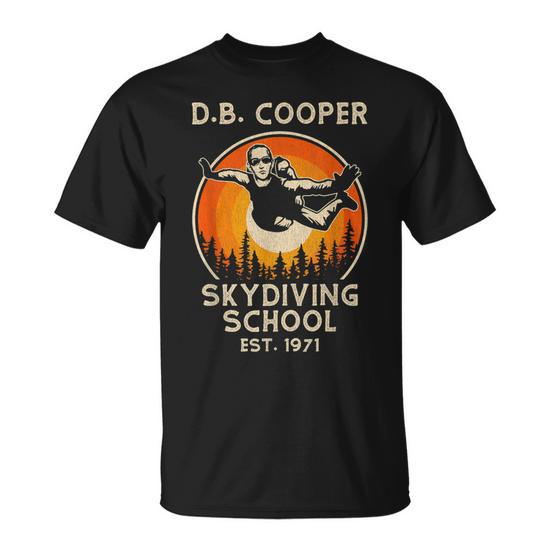 DB Cooper Skydiving School Unisex T-Shirt - Front View