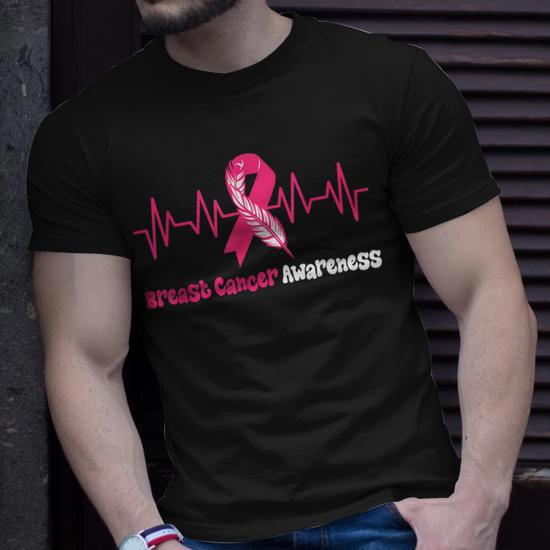 MAIHUN Women's Breast Cancer Awareness Shirt - Pink Ribbon Heart Graphic Tee, Support & Fight Cancer